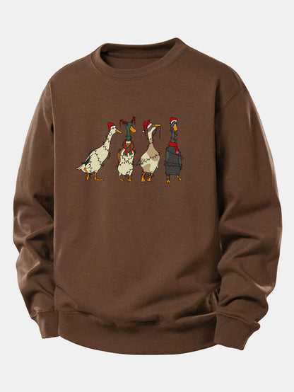 Entenmotiv Sweatshirt mit Weihnachtslichtern – Lässig und Bequem
