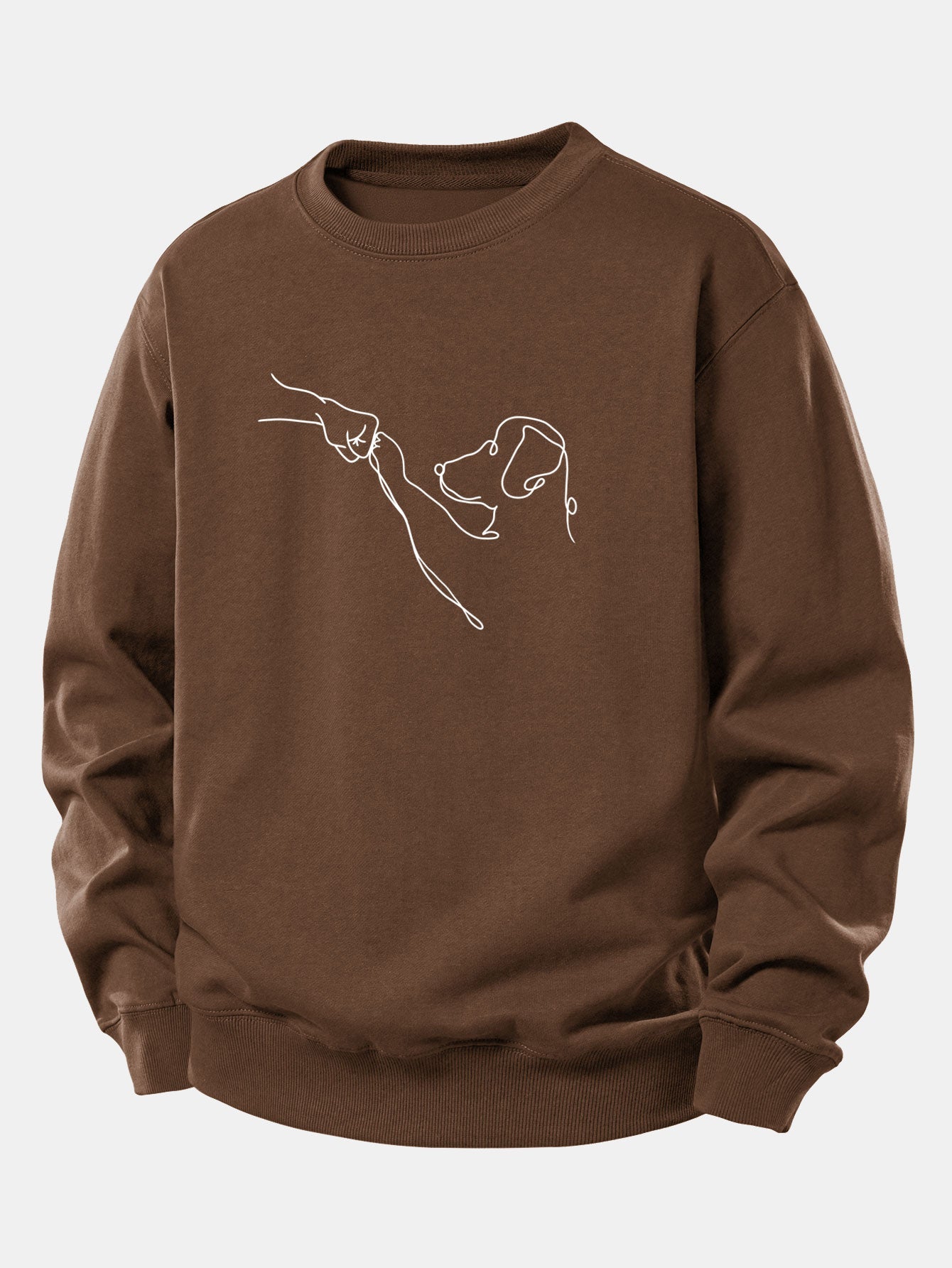 Entspanntes Sweatshirt mit Hund Linienzeichnung