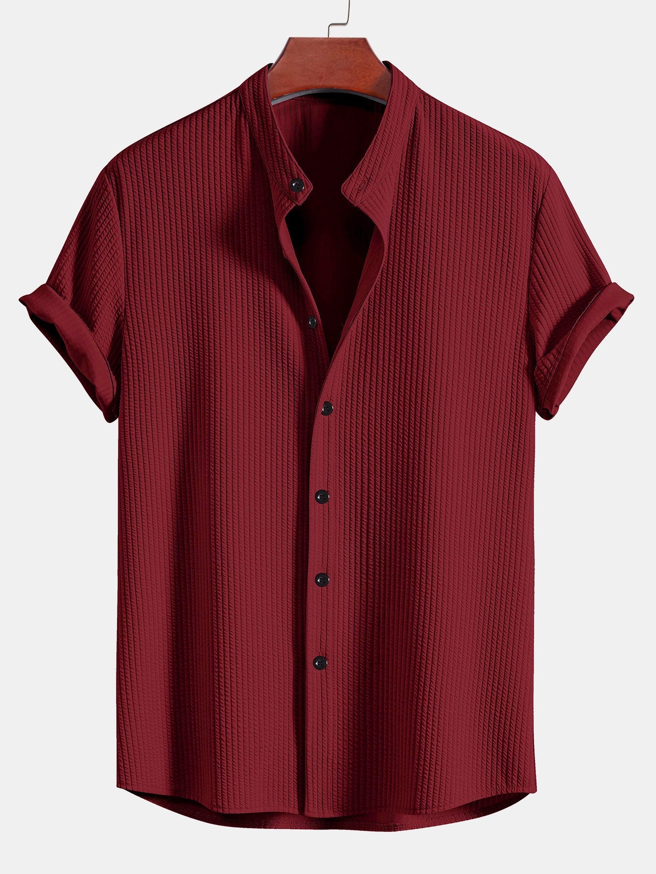 Muscle Fit Ribbed Collar Shirt