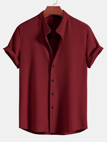 Muscle Fit Ribbed Collar Shirt