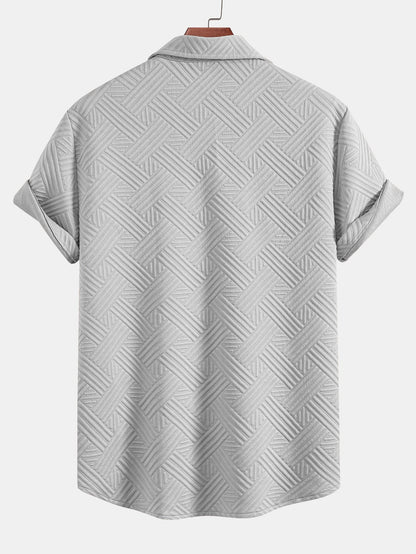 Gestreiftes Jacquard-Hemd mit Knopfleiste und Shorts mit Kordelzug