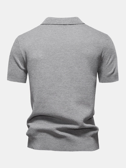 V-Neck Pineapple Pattern Knit Polo