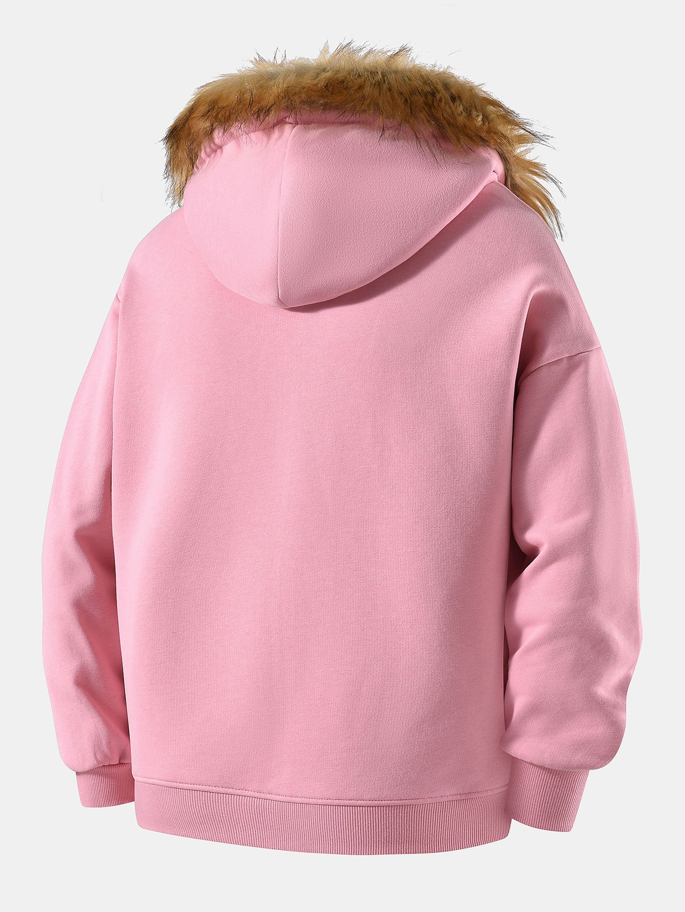 Locker sitzende Kapuzenjacke mit Reißverschluss und Kunstpelzkragen