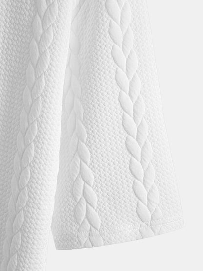 Casual Mid-Length Sleeve Twist Jacquard Tee and Shorts Set