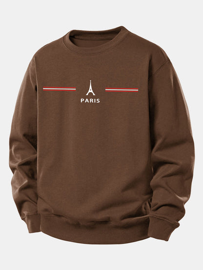 Paris Streifenmuster Locker sitzendes Sweatshirt