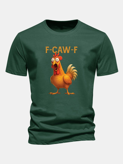 Baumwoll-T-Shirt mit regulärer Passform und Hahn-Design