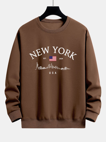 New York Druck Locker sitzendes Sweatshirt