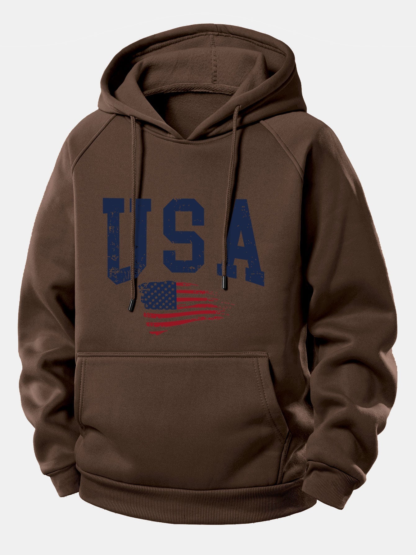 USA-Flaggen-Motiv Kapuzenpullover mit Kordelzug