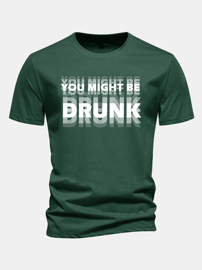 Baumwoll-T-Shirt in Regular Fit mit 'You Might Be Drunk'-Print