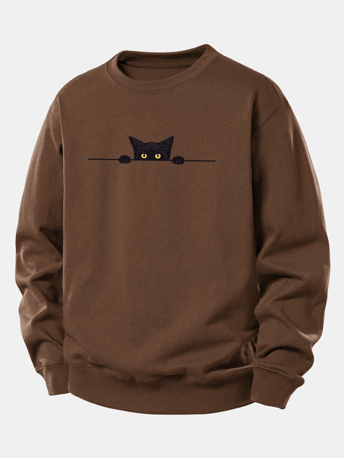 Lockerer Schnitt Sweatshirt mit schwarzem Katzenmotiv