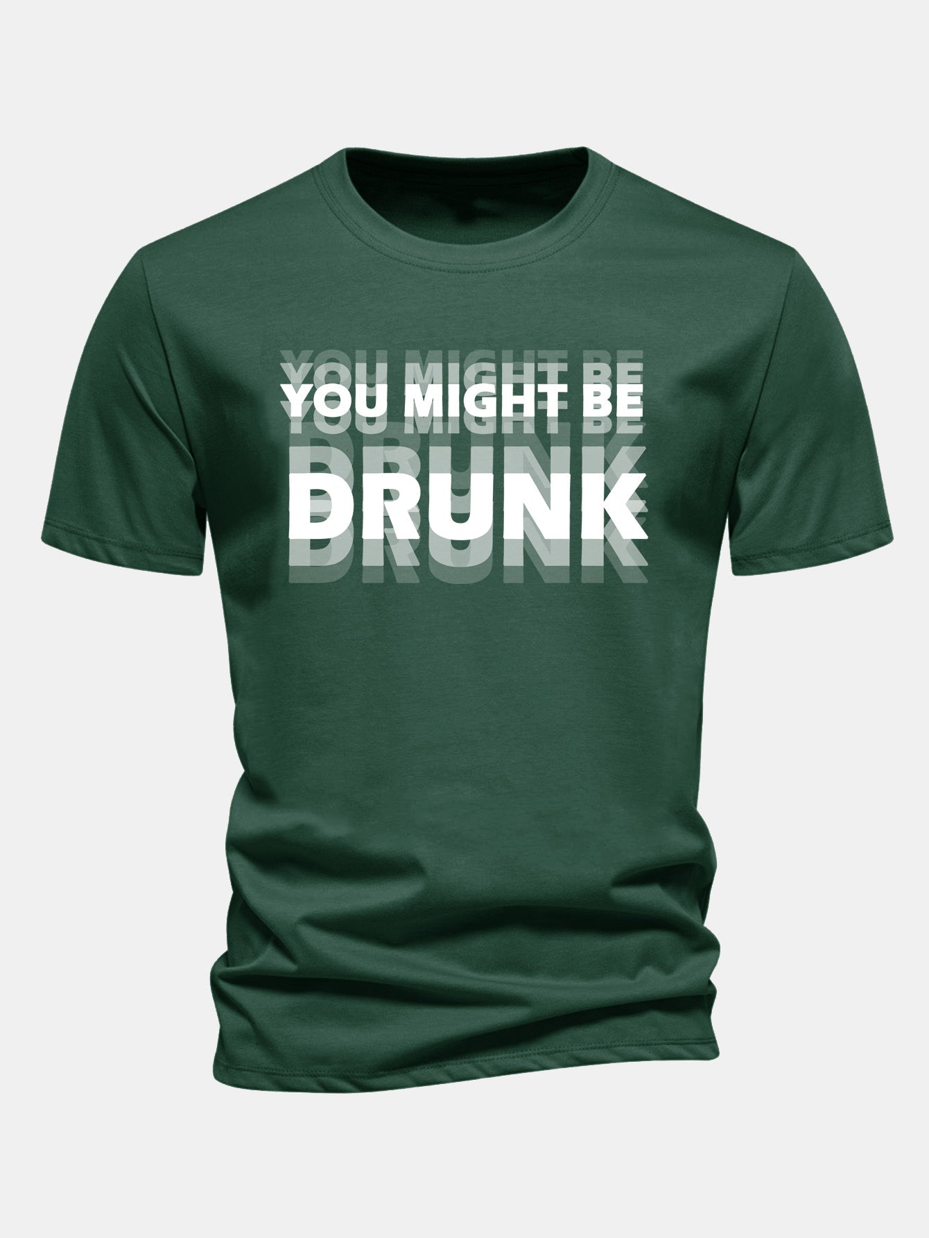 Baumwoll-T-Shirt mit regulärer Passform und 'You Might Be Drunk'-Print
