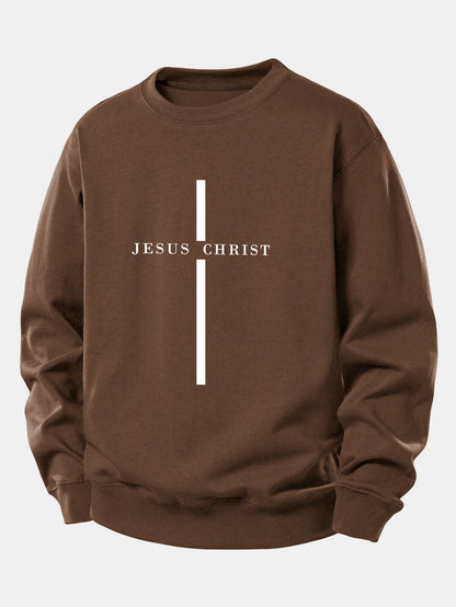 Jesus Christ Streifenmuster Locker sitzendes Sweatshirt