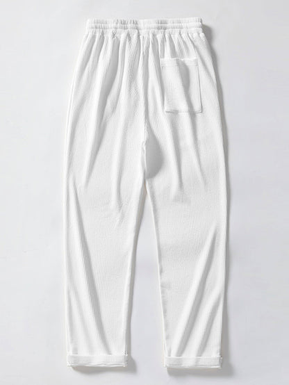 Gestreiftes Jacquard-Polo mit gerader, gerippter Hose