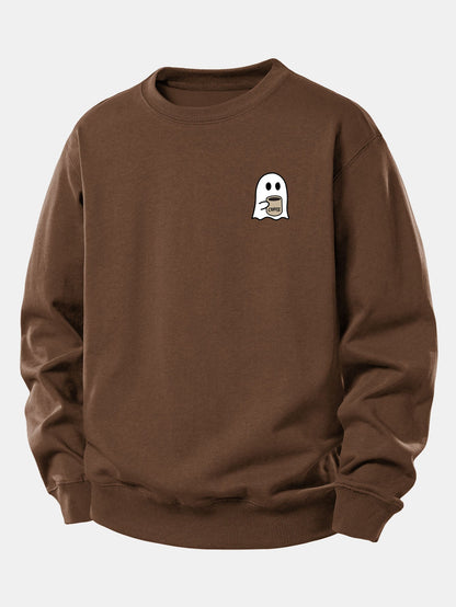 Relaxed Fit Sweatshirt with Ghost Coffee Design