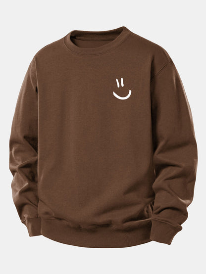 Lockeres Sweatshirt mit Smiley-Gesicht Druck
