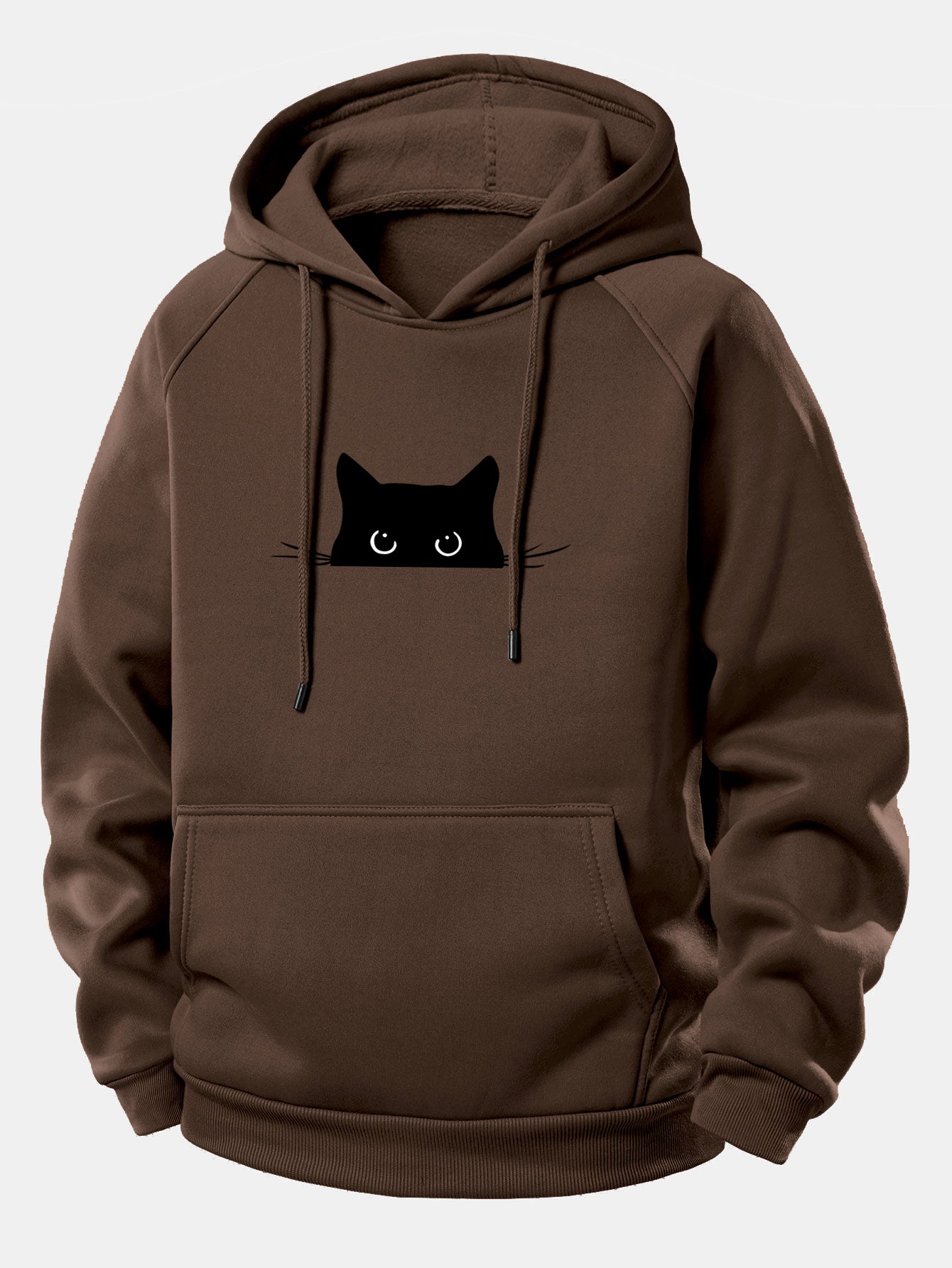Hoodie mit Kordelzug und schwarzem Katzen-Design