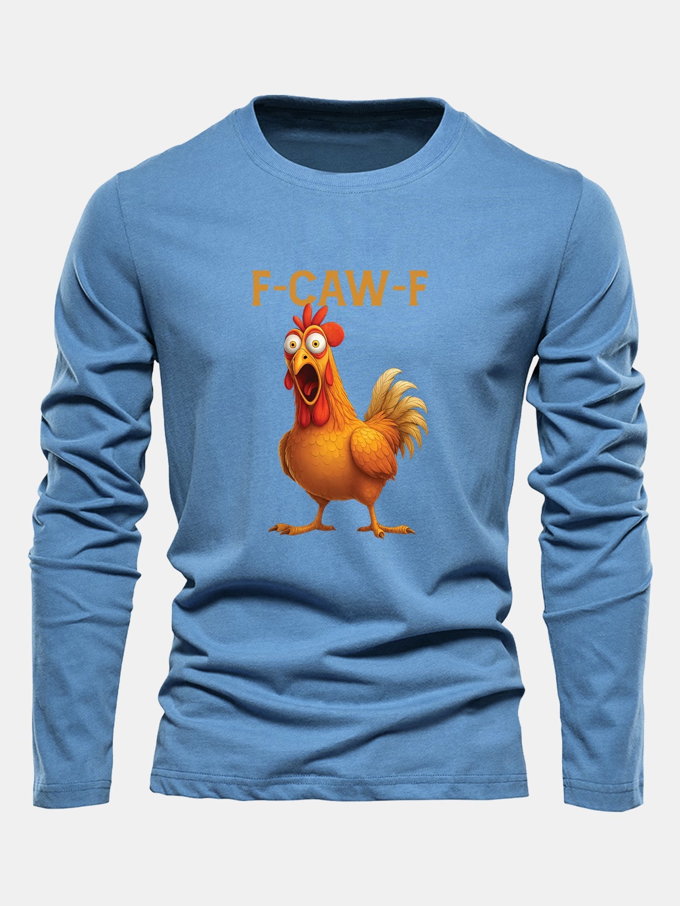 Langarm Baumwoll-T-Shirt mit Hahn-Print