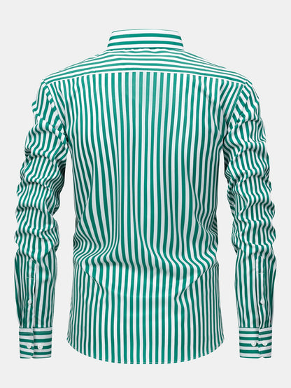 Gestreiftes Langarmhemd mit Knopfverschluss