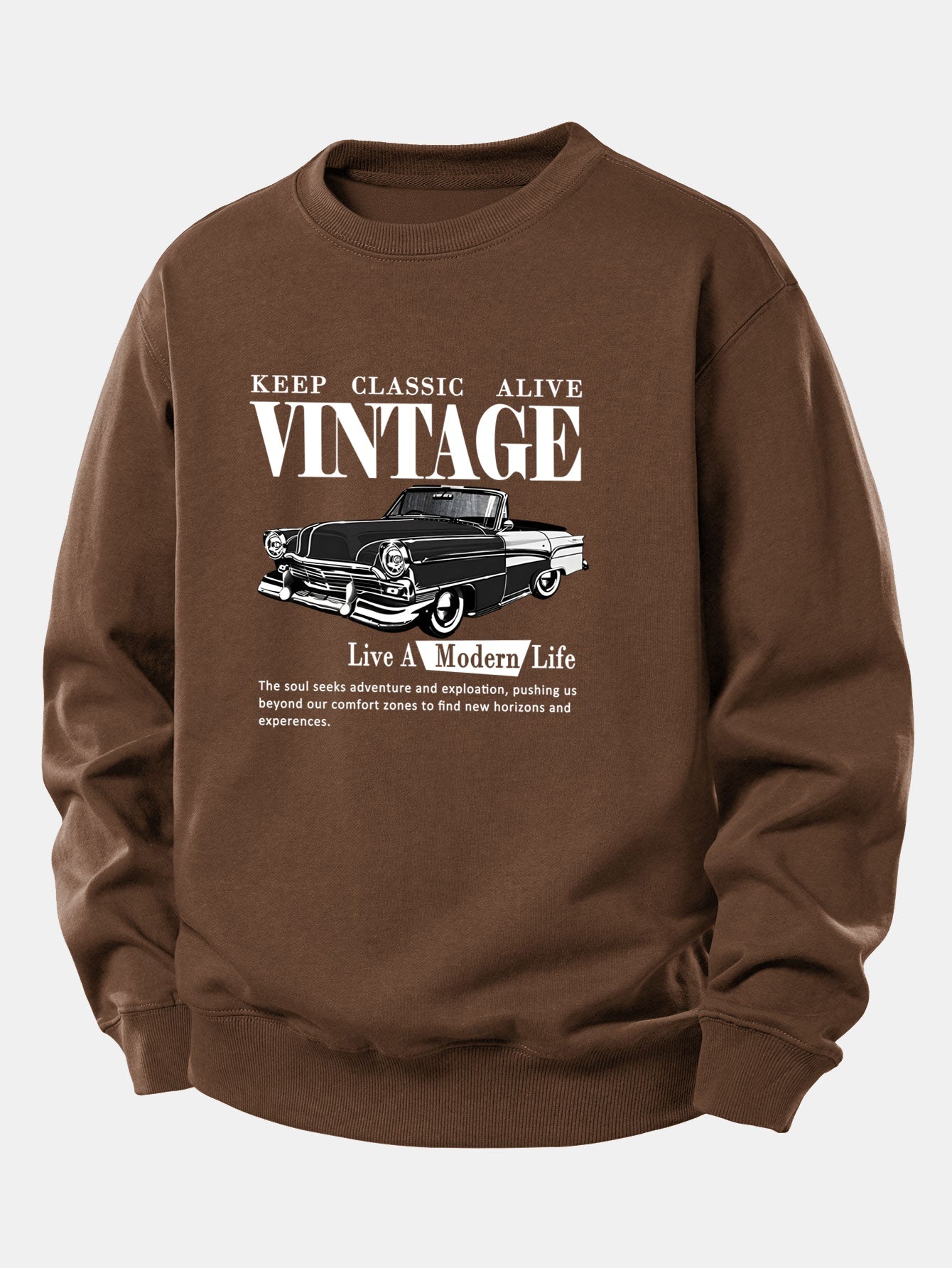 Vintage-Auto-Druck Sweatshirt mit lockerem Schnitt