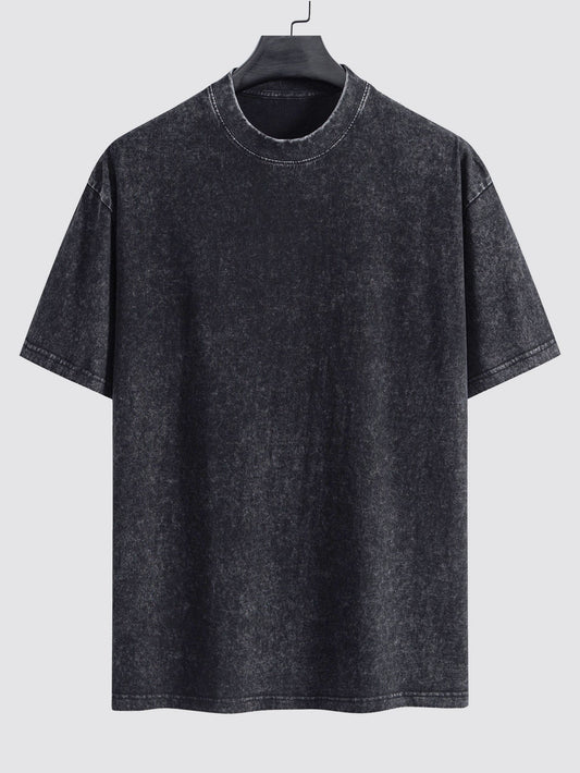 Basic gewaschenes, distressed Oversize T-Shirt mit Drop-Shoulder