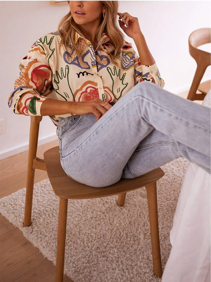 SIGRUNHILD I LANGARM-BLUSE MIT PRINT