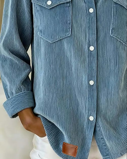 Stutz I Langarmshirt mit Revers und Knopfleiste