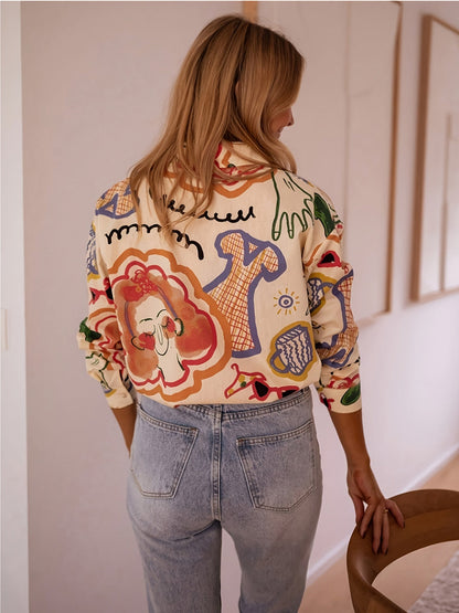 SIGRUNHILD I LANGARM-BLUSE MIT PRINT