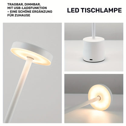 Metall-Touch Tischlampe mit Akku & USB – dimmbar, moderne Farbtemperaturen