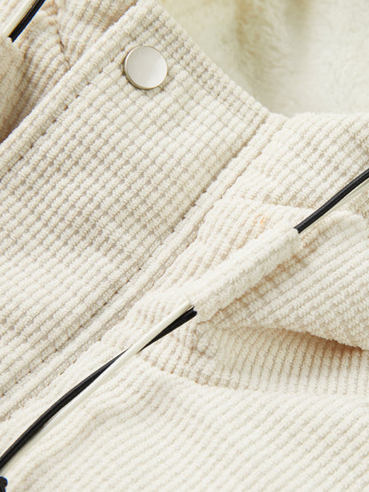 Teddygefütterter Corduroy Steppmantel mit Kapuze