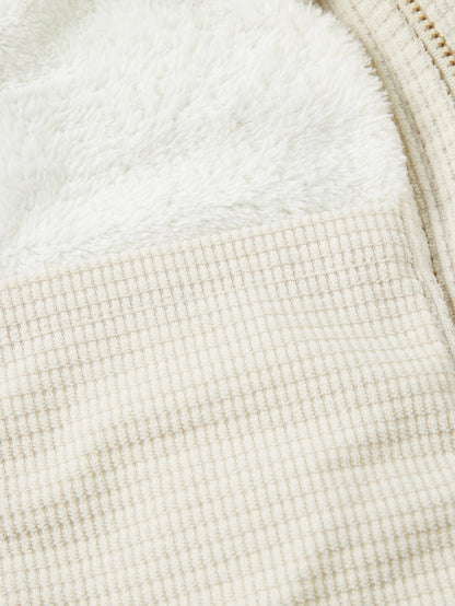 Teddygefütterter Corduroy Steppmantel mit Kapuze