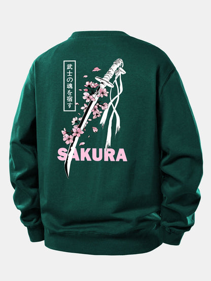 Sakura Katana Relaxed Fit Sweatshirt with Back Print