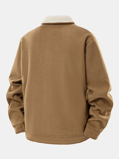 Teddygefütterte Cordjacke mit Reißverschluss