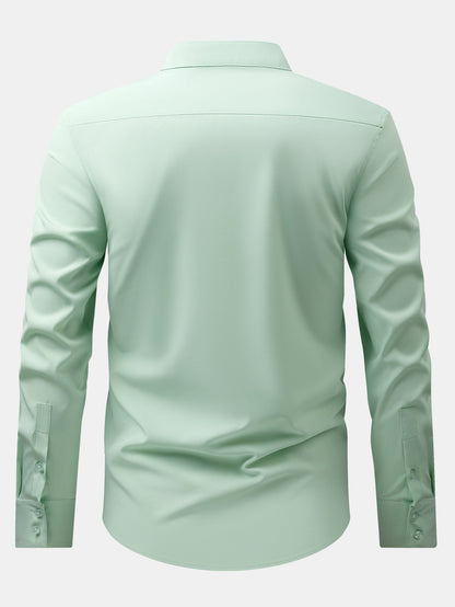 Stehkragenhemd mit verdeckter Knopfleiste und bügelfreier Pflege