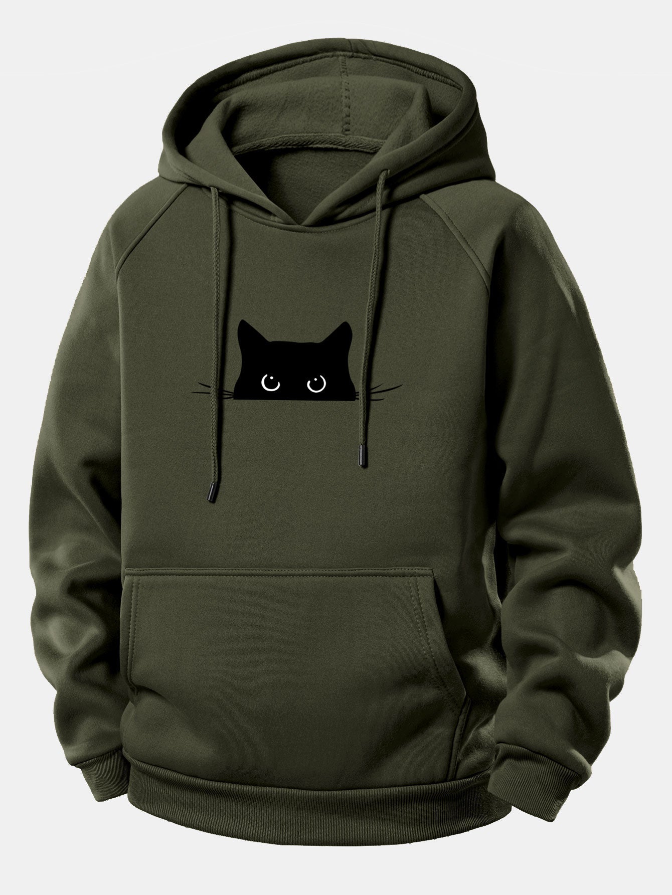 Hoodie mit Kordelzug und schwarzem Katzen-Design