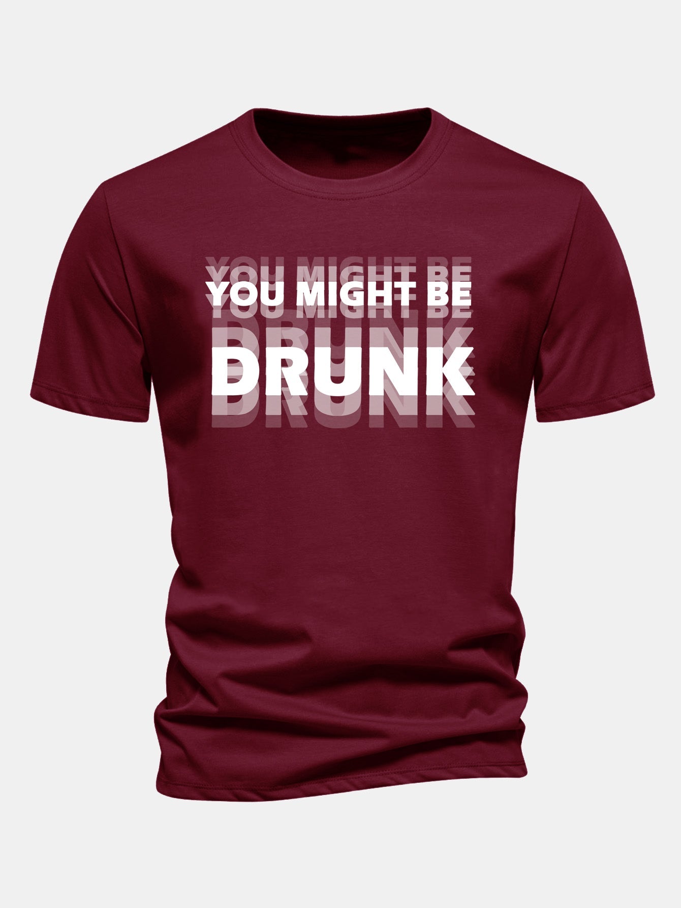 Baumwoll-T-Shirt mit regulärer Passform und 'You Might Be Drunk'-Print