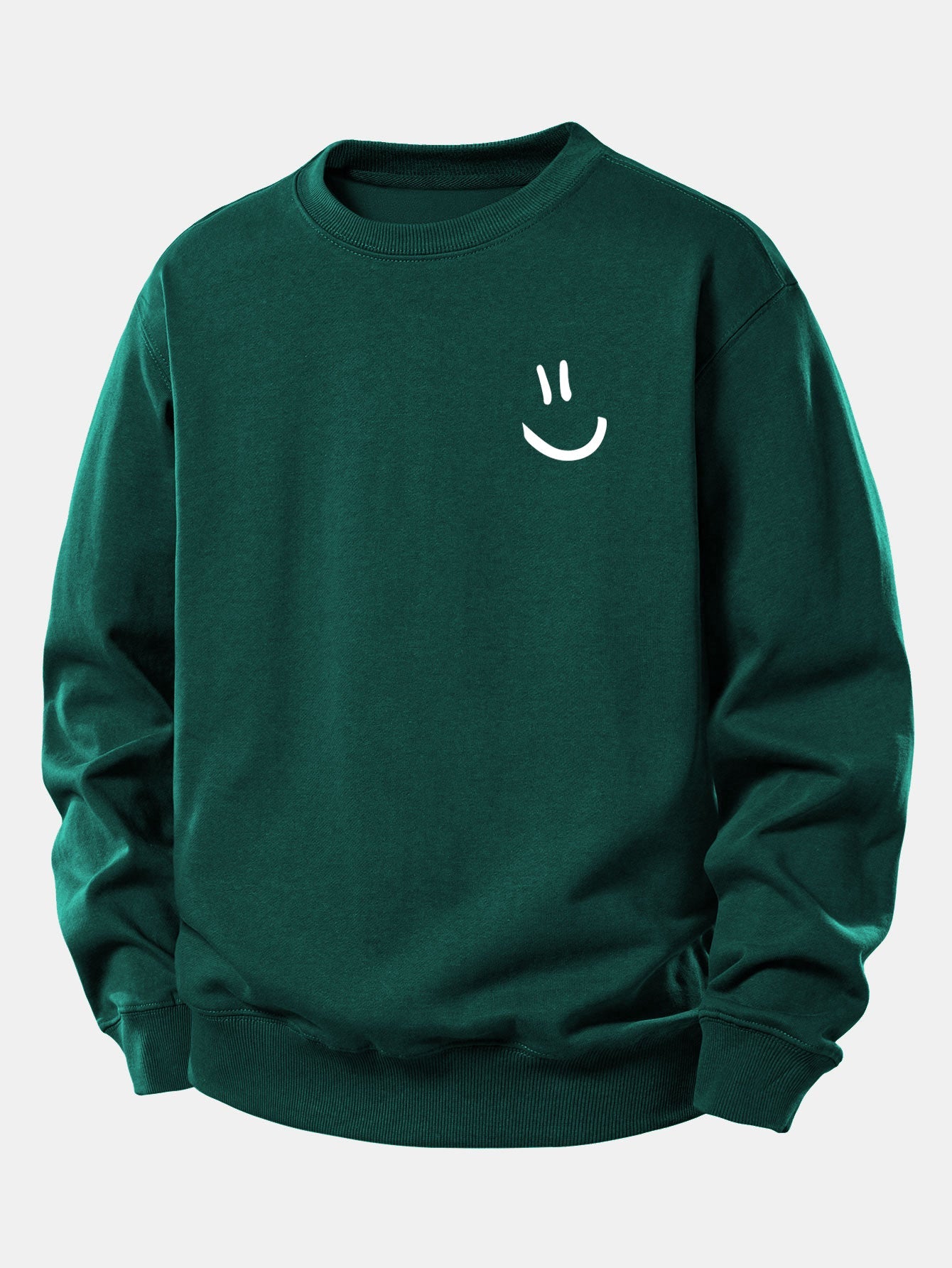Lockeres Sweatshirt mit Smiley-Gesicht Druck