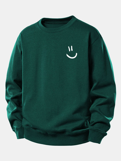 Lockeres Sweatshirt mit Smiley-Gesicht Druck