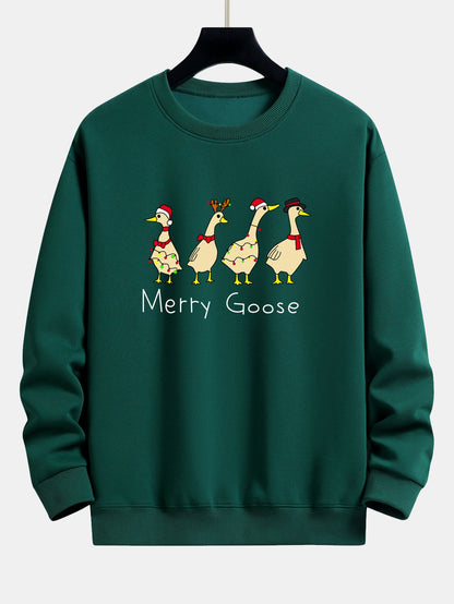 Locker Geschnittenes Sweatshirt mit Weihnachtsente Druck
