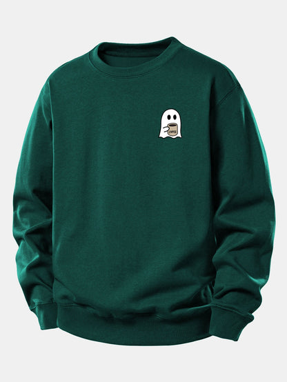 Relaxed Fit Sweatshirt with Ghost Coffee Design