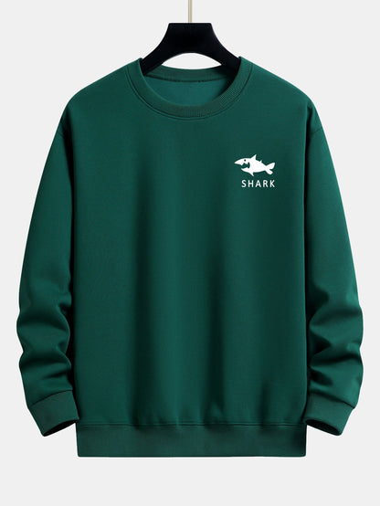 Hai-Motiv Sweatshirt mit lockerem Schnitt