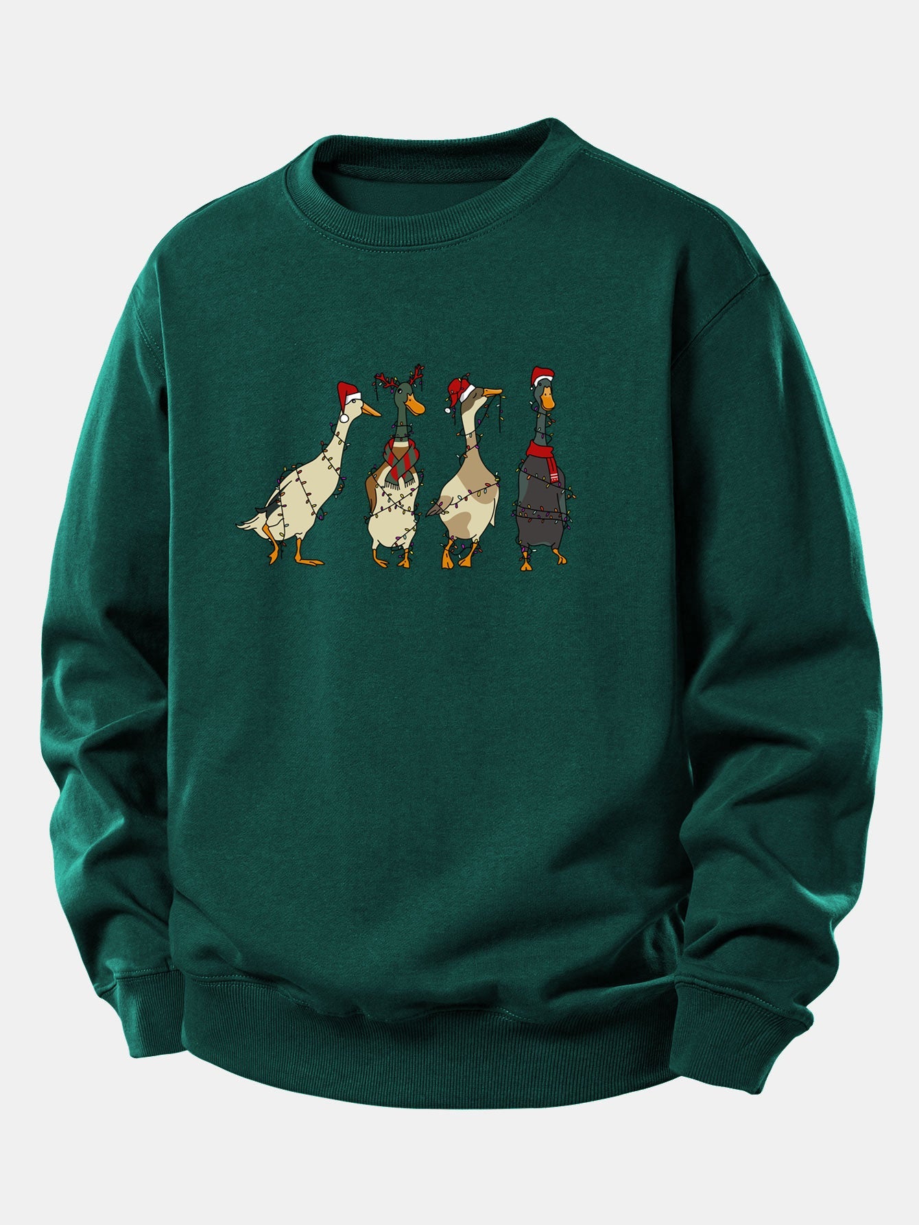 Entenmotiv Sweatshirt mit Weihnachtslichtern – Lässig und Bequem