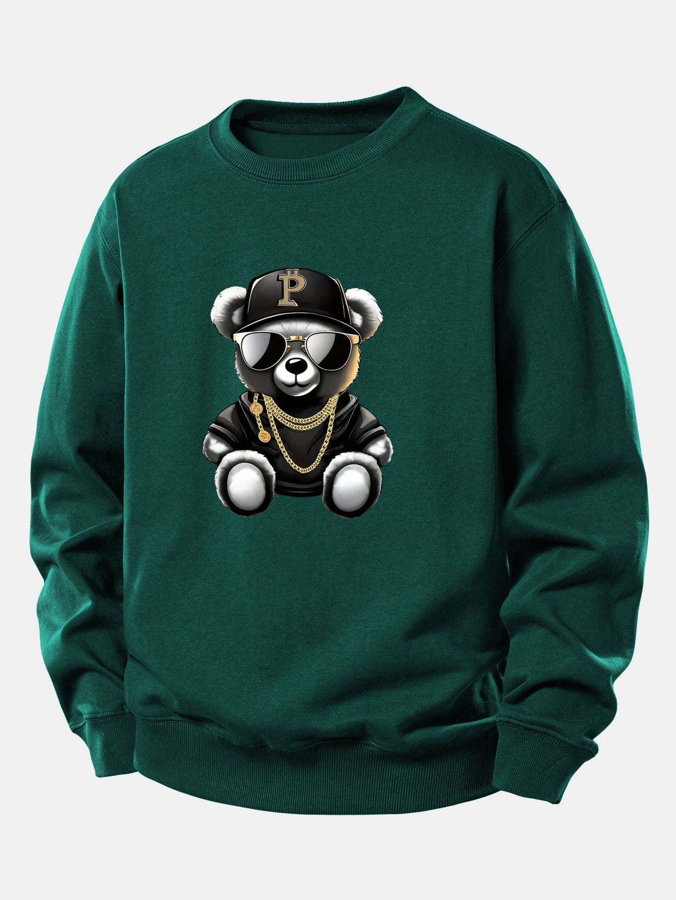 Hip Hop Bär Druck Locker Geschnittenes Sweatshirt