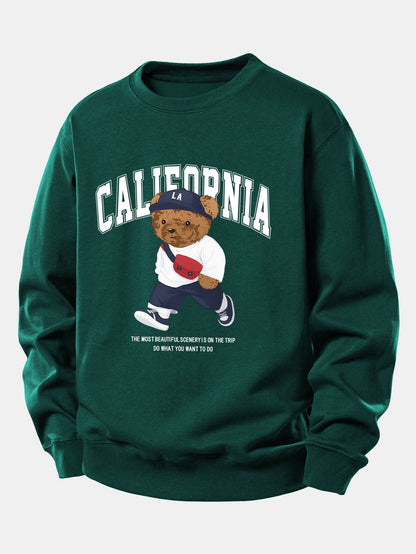 California Mode Bär-Print Lässiges Sweatshirt