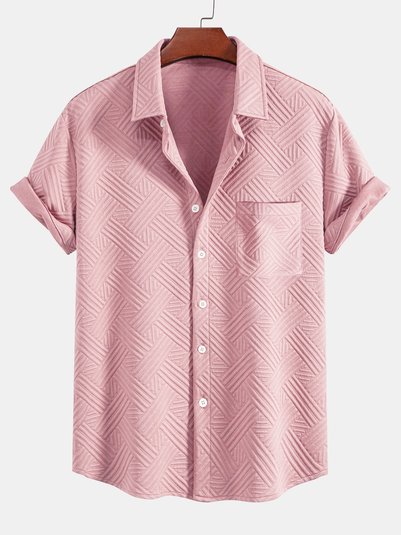 Gestreiftes Jacquard-Hemd mit Knopfleiste und Shorts mit Kordelzug