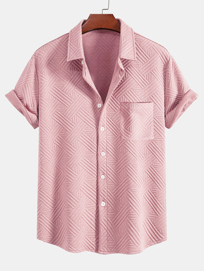 Gestreiftes Jacquard-Hemd mit Knopfleiste und Shorts mit Kordelzug