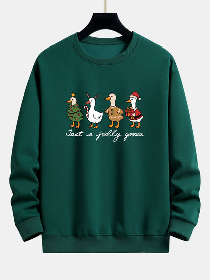 Locker Geschnittenes Sweatshirt mit Weihnachtsente-Print