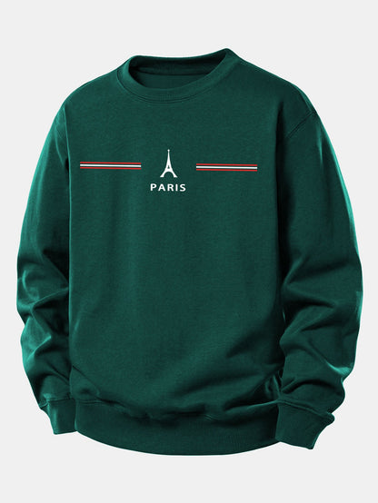 Paris Streifenmuster Locker sitzendes Sweatshirt