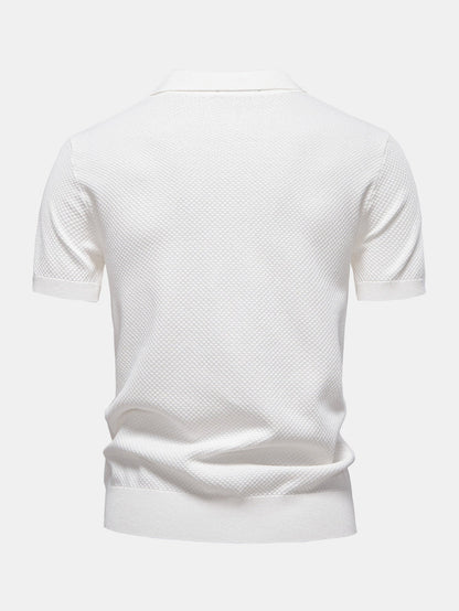 V-Neck Pineapple Pattern Knit Polo