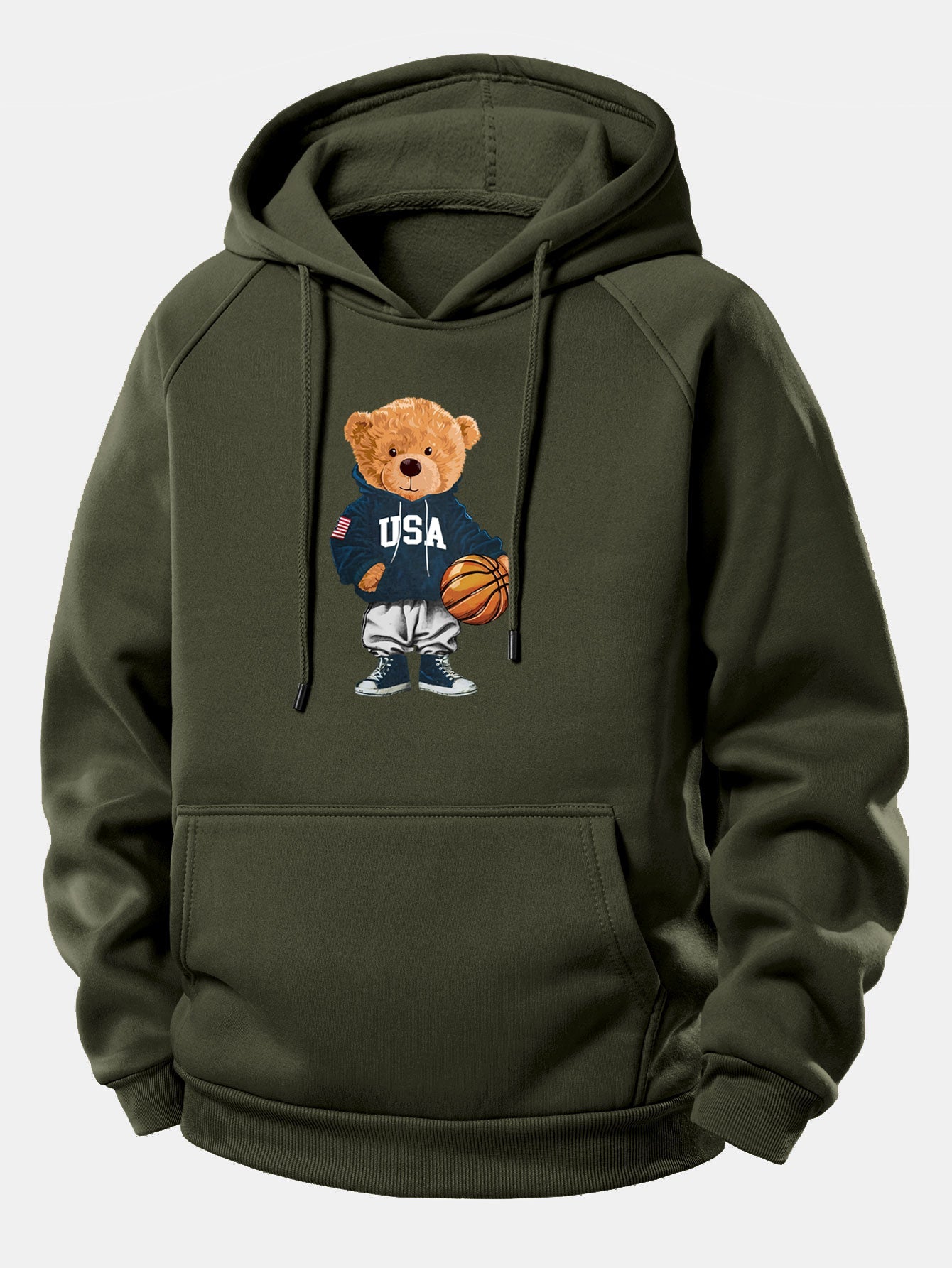Basketball Bär Grafik Hoodie mit Kordelzug