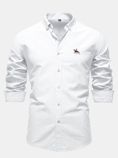 Cowboy Stickerei Baumwolle Oxford Hemd zum Zumknöpfen